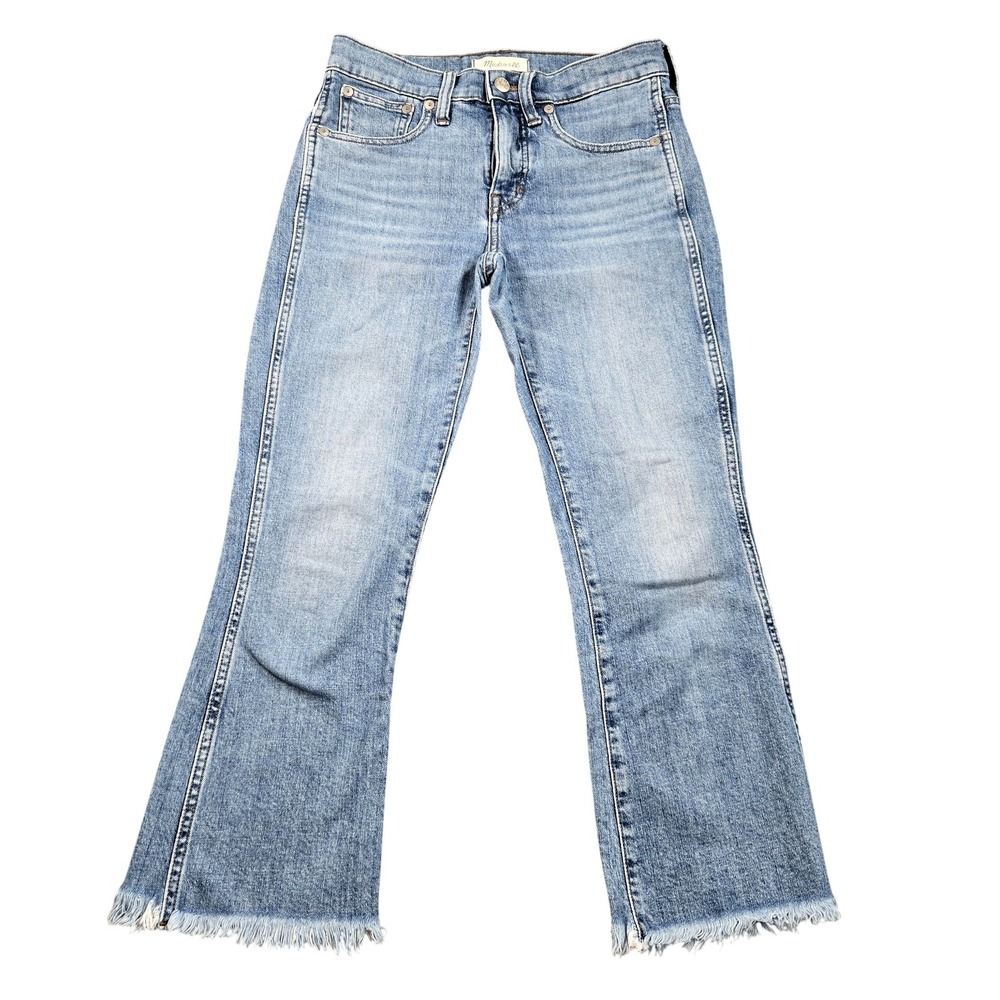 Madewell Cali Demi-Boot Jeans Womens 25P Light Wash Mid Rise Bootcut Raw Hem